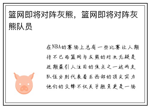 篮网即将对阵灰熊，篮网即将对阵灰熊队员